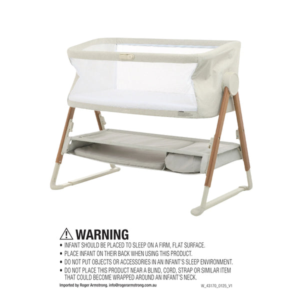Mamas & Papas Lua V2 Bedside Cot - Fawn