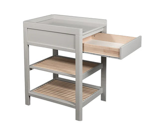 Troll Lukas Cot & Change Table Bundle + Free Mattress - Soft Grey/Whitewash