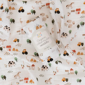 All4Ella Organic Cotton Muslin Swaddle - Country Farm
