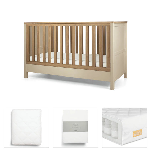 Mamas & Papas Harwell Cashmere 4 Piece Set with Cotbed, Mattress, Fitted Sheets & Mattress Protector