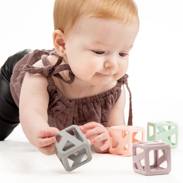 Malarkey Kids Stack N Chew 4 PK Mini Cubes - Pastels