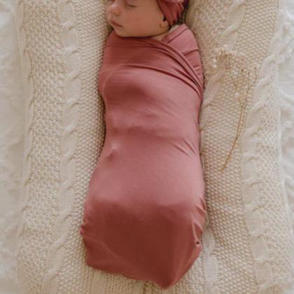 Luna's Treasures Mauve Rose Bamboo Jersey Swaddle Wrap