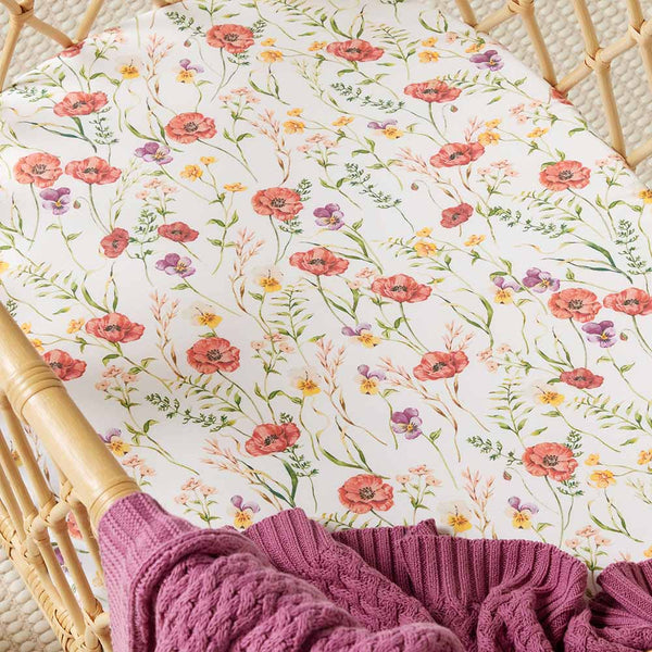 Snuggle Hunny Fitted Bassinet Sheet/Change Mat Cover - Meadow