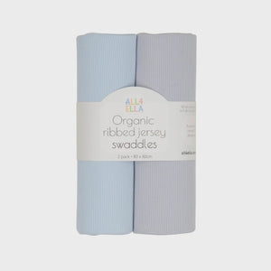 All4Ella Ribbed Jersey Swaddles 2pk - Blue & Grey