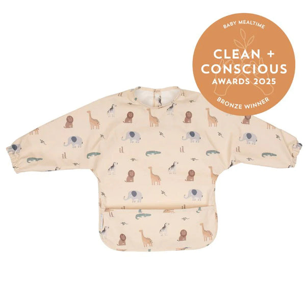 All4Ella Recycled Long Sleeve Bib - Wild Animals