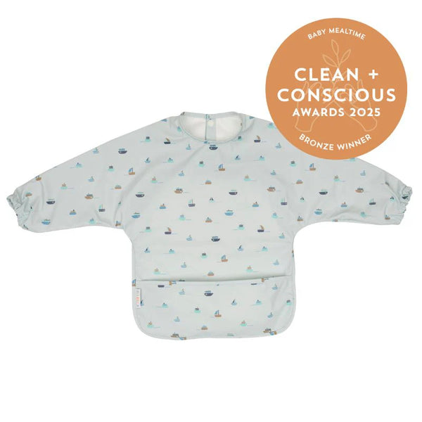 All4Ella Recycled Long Sleeve Bib - Sail Boats
