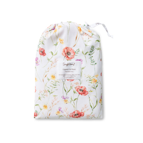 Snuggle Hunny Organic Fitted Cot Sheet - Meadow