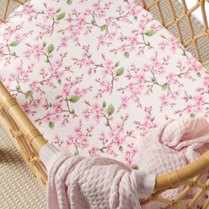 Snuggle Hunny Fitted Bassinet Sheet/Change Mat Cover - Cherry Blossom