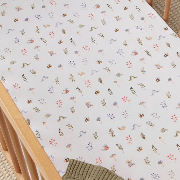 Snuggle Hunny Organic Fitted Cot Sheet - Garden Friends