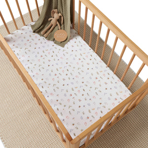 Snuggle Hunny Organic Fitted Cot Sheet - Garden Friends