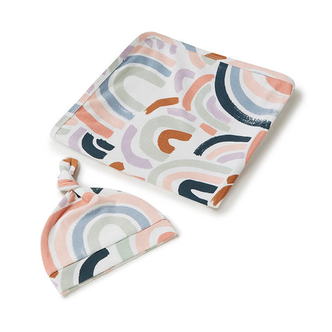 Snuggle Hunny Organic Jersey Wrap & Beanie Set - Rainbow