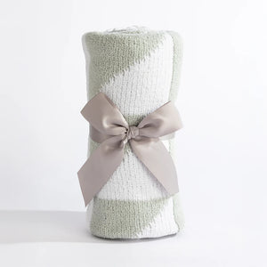 Living Textiles Chenille Blanket - Sage Triangles