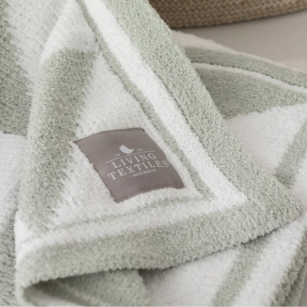 Living Textiles Chenille Blanket - Sage Triangles