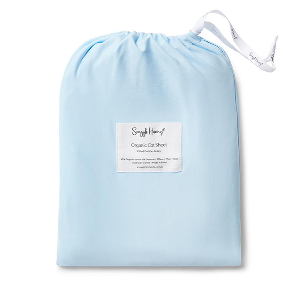 Snuggle Hunny Organic Fitted Cot Sheet - Baby Blue