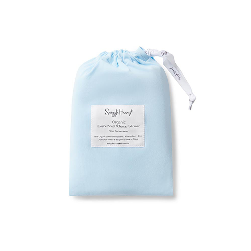Snuggle Hunny Fitted Bassinet Sheet/Change Mat Cover - Baby Blue
