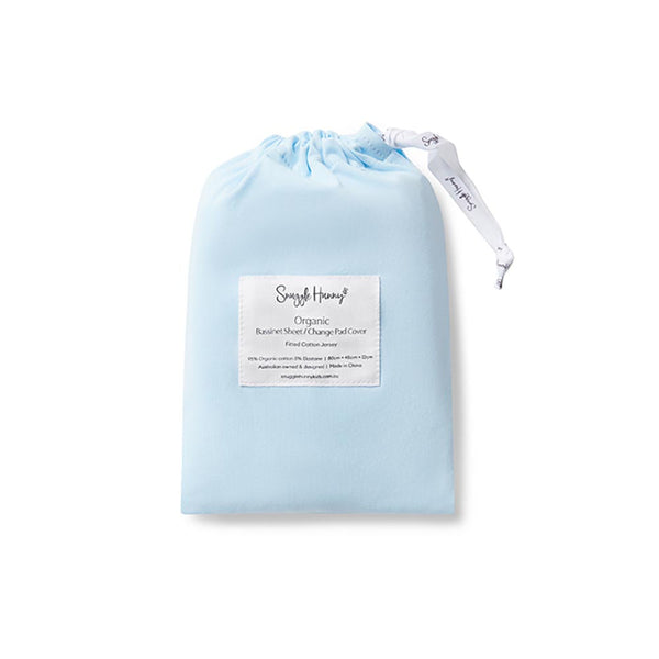 Snuggle Hunny Fitted Bassinet Sheet/Change Mat Cover - Baby Blue