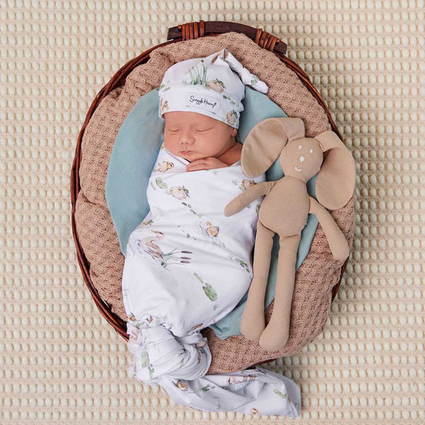 Snuggle Hunny Organic Jersey Wrap & Beanie Set - Duck Pond