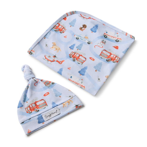 Snuggle Hunny Organic Jersey Wrap & Beanie Set - To The Rescue