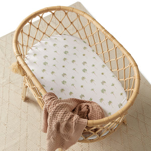 Snuggle Hunny Fitted Bassinet Sheet/Change Mat Cover - Green Palm