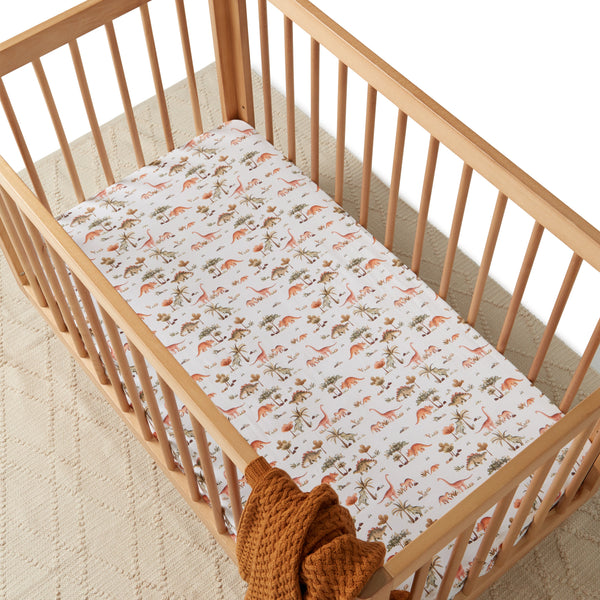 Snuggle Hunny Organic Fitted Cot Sheet - Dino