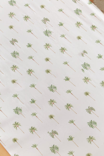 Snuggle Hunny Fitted Bassinet Sheet/Change Mat Cover - Green Palm