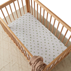 Snuggle Hunny Organic Fitted Cot Sheet - Green Palm