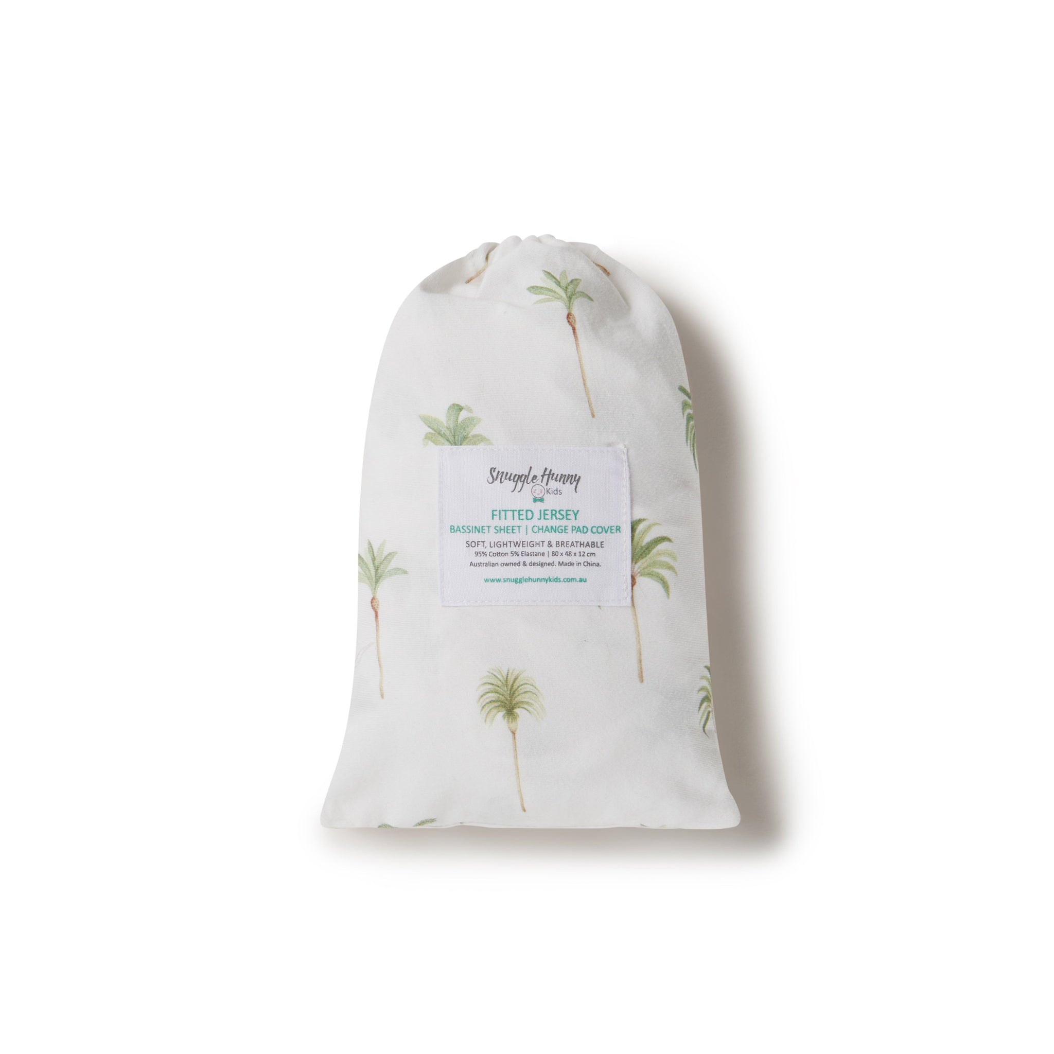 Snuggle Hunny Fitted Bassinet Sheet/Change Mat Cover - Green Palm