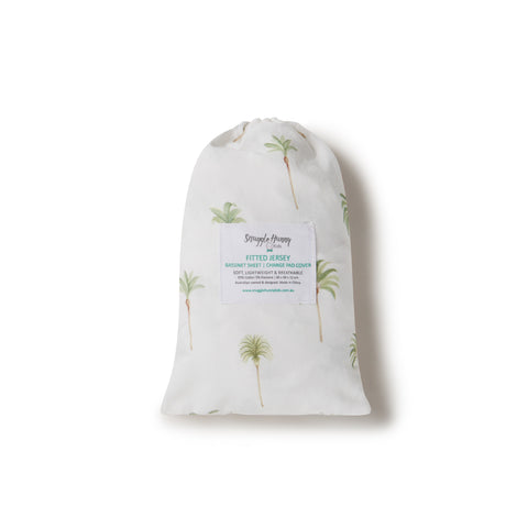 Snuggle Hunny Fitted Bassinet Sheet/Change Mat Cover - Green Palm