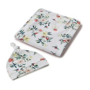Snuggle Hunny Organic Jersey Wrap & Beanie Set - Festive Berry (limited edition)