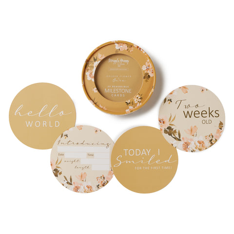 Snuggle Hunny Reversible Milestone Cards - Golden Flower & Ochre