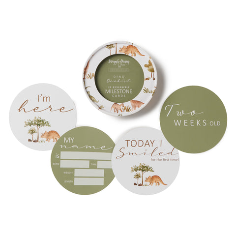 Snuggle Hunny Reversible Milestone Cards - Dino & Dewkist