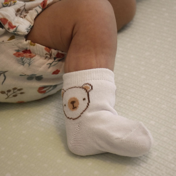 Playette 3pk Newborn Socks - Bear