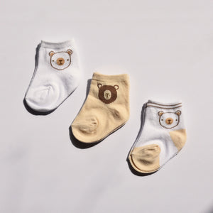 Playette 3pk Newborn Socks - Bear