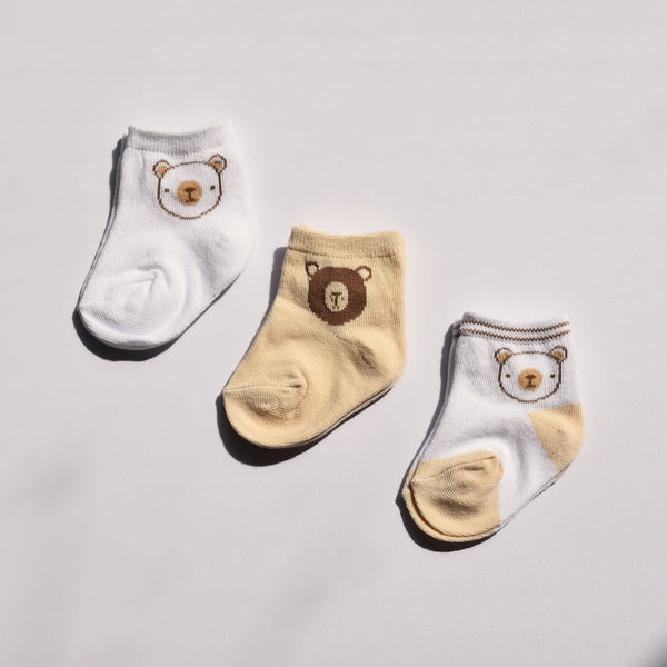 Playette 3pk Newborn Socks - Bear