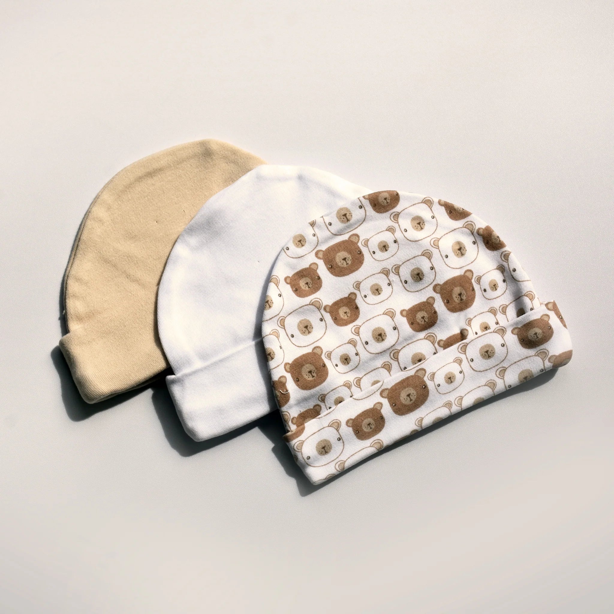 Playette Newborn Caps 3pk - Bear