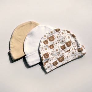 Playette Newborn Caps 3pk - Bear
