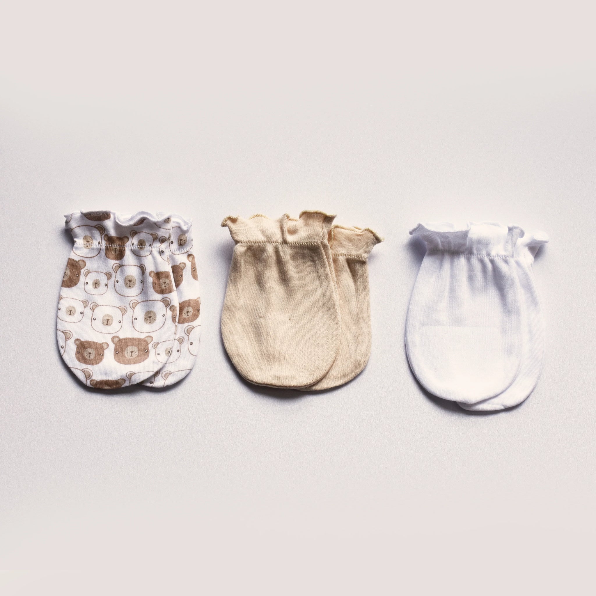Playette Newborn Mittens 3pk - Bear