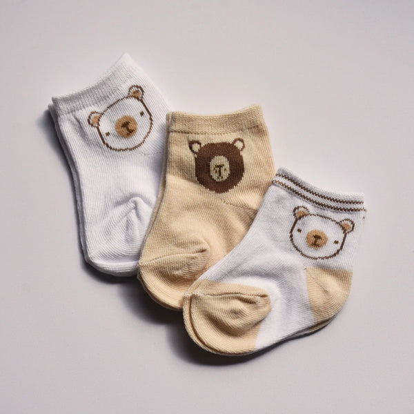 Playette 3pk Newborn Socks - Bear