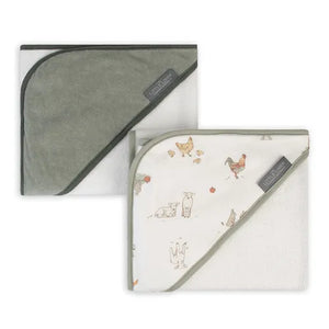 The Little Linen Co Hooded Towels 2pk - Farmyard Lamb
