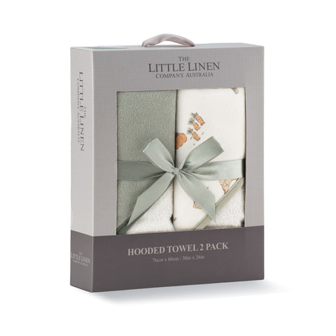 The Little Linen Co Hooded Towels 2pk - Farmyard Lamb