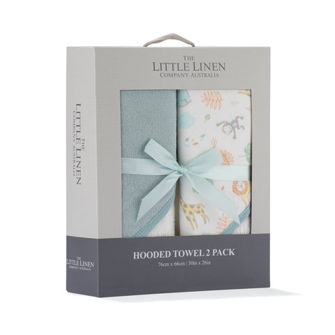 Little Linen Baby Hooded Towels 2 Pack - Savanna Giraffe