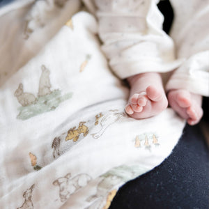 The Little Linen Co Baby Muslin Wrap 3pk - Farmyard Lamb