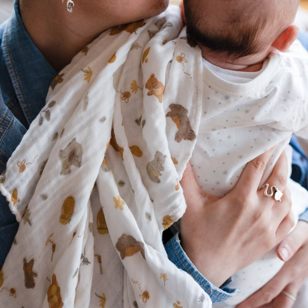 The Little Linen Co Muslin Print - Nectar Bear