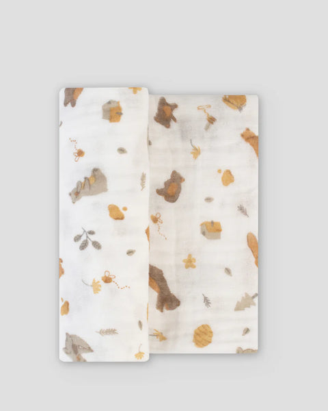 The Little Linen Co Muslin Print - Nectar Bear