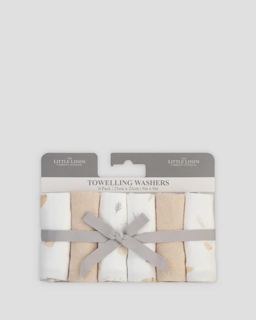 The Little Linen Co Towelling Washer 6pk