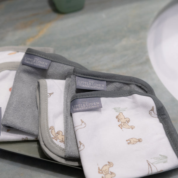 The Little Linen Co Towelling Washer 6pk - Farmyard Lamb