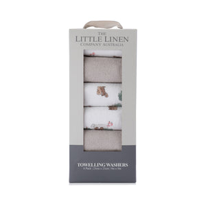 The Little Linen Co Towelling Washer 6pk - Willow Bear