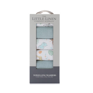 The Little Linen Co Towelling Washer 6pk - Savanna Giraffe