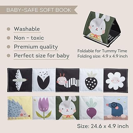 TAF Toys  Bunny Black and White Soft Sensory Books Pram Book