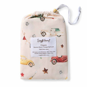 Snuggle Hunny Fitted Bassinet Sheet/Change Mat Cover - Vintage Cars